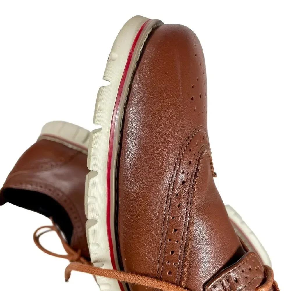 LAOKS Men's Brown Leather Wingtip Oxford Hybrid Dress Shoe Sz 10.5 Lace-Up